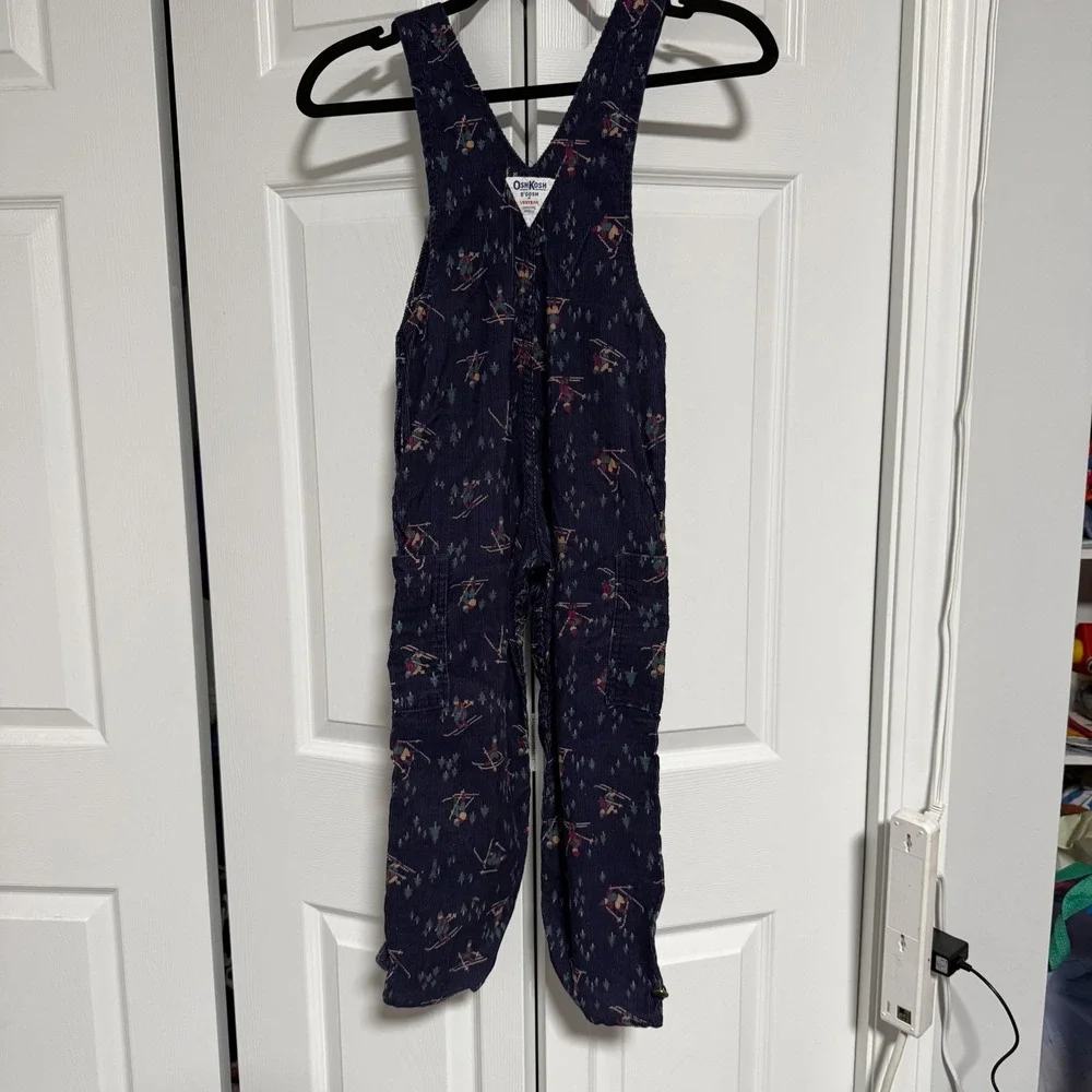 Vtg 80s Oshkosh Bgosh corduroy overalls 5 print ski winter print USA Paper tag